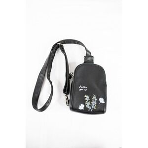 Inicat Sling Bag Unisex Small Black Excellent Floral Embroidered Crossbody